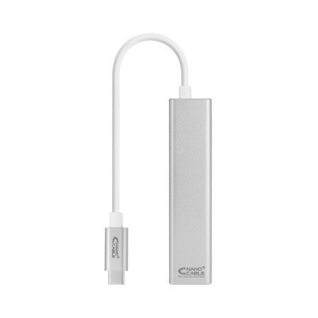 Hub USB Tipo-C Nanocable 10.03.0404/ 3xUSB/ 1xRJ45/ Gris | TecnoSoft art nan adp20102003200404 1
