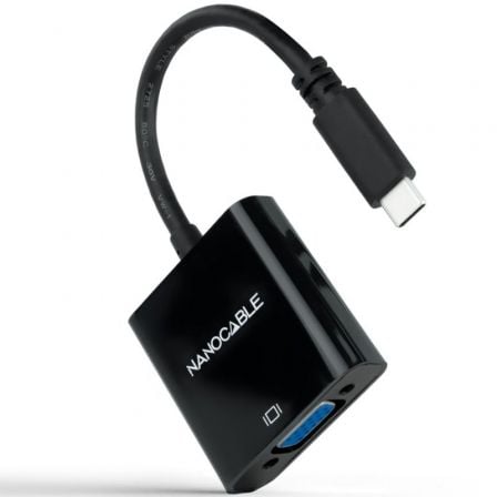 Cable Conversor Nanocable 10.16.4101-BK/ USB Tipo-C Macho – VGA Hembra/ 10cm/ Negro | TecnoSoft art nan adp20102016204101 bk 1