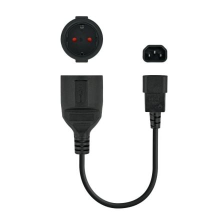 Adaptador Alimentación Nanocable 10.22.0901/ C14 Macho – CEE7 Hembra/ 25cm/ Negro | TecnoSoft art nan adp20102022200901 1