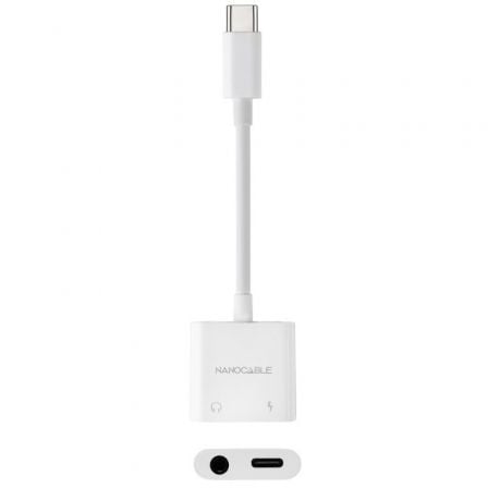 Adaptador Audio Nanocable 10.24.1206/ USB Tipo-C Macho – Jack 3.5 Hembra/ USB Tipo-C Hembra/ Blanco | TecnoSoft art nan adp20102024201206 1