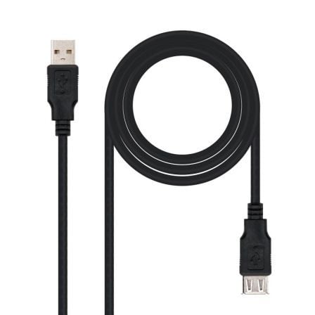 Cable Alargador USB 2.0 Nanocable 10.01.0203-BK/ USB Macho – USB Hembra/ 1.8m/ Negro | TecnoSoft art nan cab20102001200203 bk 1