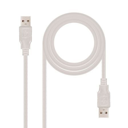 Cable USB 2.0 Nanocable 10.01.0302/ USB Macho – USB Macho/ 1m/ Beige | TecnoSoft art nan cab20102001200302 1