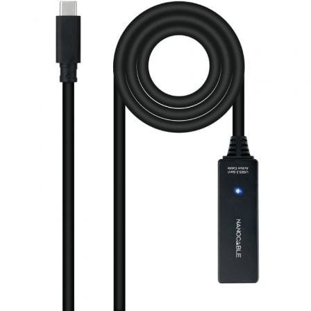 Cable Alargador USB Tipo-C 3.2 con Amplificador Nanocable 10.01.1311/ USB Tipo-C Macho – USB Tipo-C Hembra/ 5m/ Negro | TecnoSoft art nan cab20102001201311 1