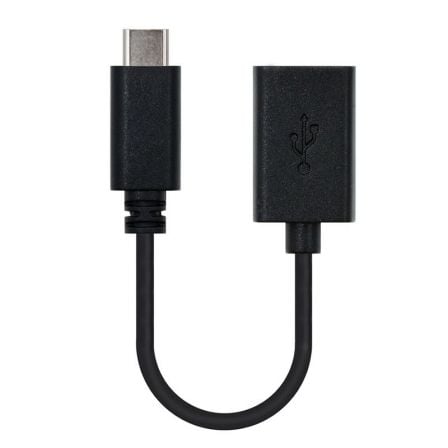 Cable USB 2.0 Tipo-C Nanocable 10.01.2400/ USB Tipo-C Macho – USB Hembra/ 480Mbps/ 15cm/ Negro | TecnoSoft art nan cab20102001202400 1