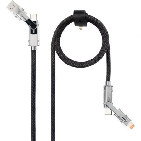 Cable USB 2.0 Tipo-C Nanocable 10.01.2601/ USB Tipo-C Macho + USB Macho – USB Tipo-C Macho + Lightning Macho/ Hasta 27W/ 480Mbps/ 1m/ Negro | TecnoSoft art nan cab20102001202601 1