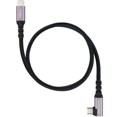 Cable USB 3.2 Tipo-C Acodado Nanocable 10.01.4700/ USB Tipo-C Macho – USB Tipo-C Macho/ Hasta 100W/ 10Gbps/ 50cm/ Negro | TecnoSoft art nan cab20102001204700 1