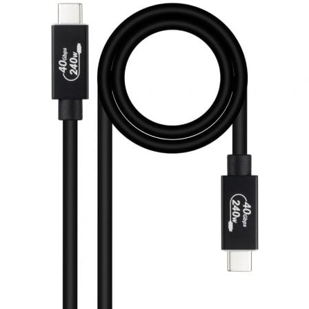 Cable USB 4.0 Nanocable 10.01.5001/ USB Tipo-C Macho – USB Tipo-C Macho/ Hasta 240W/ 40Gbps/ 1m/ Negro | TecnoSoft art nan cab20102001205001 1
