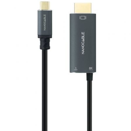 Cable Conversor Nanocable 10.15.5182/ USB Tipo-C Macho – HDMI 8K Macho/ USB Tipo-C Hembra/ Hasta 100W/ 1.8m/ Negro | TecnoSoft art nan cab20102015205182 1