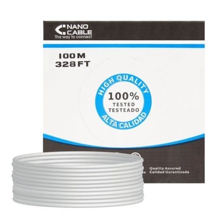 Bobina de Cable RJ45 UTP Nanocable 10.20.0302-FLEX Cat.5e/ 100m/ Gris | TecnoSoft art nan cab20102020200302 flex 1