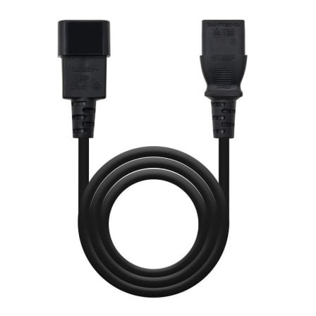 Cable Alargador de Alimentación Nanocable 10.22.0203/ IEC C13 Hembra – IEC C14 Macho/ 3m/ Negro | TecnoSoft art nan cab20102022200203 1