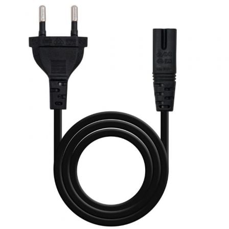 Cable Alimentación Forma 8 Nanocable 10.22.0402-L200/ CEE7/16 Macho – C7 Hembra/ 2m/ Negro | TecnoSoft art nan cab20102022200402 l200 1