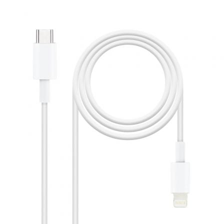 Cable USB 2.0 Tipo-C Lightning Nanocable 10.10.0602/ USB Tipo-C Macho – Lightning Macho/ 2m/ Blanco | TecnoSoft art nan cab20ligh20102010200602 1