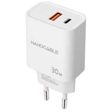 Cargador de Pared Nanocable 10.10.2011/ 1xUSB/ 1xUSB Tipo-C/ 30W/ Blanco | TecnoSoft art nan carga20102010202011 1