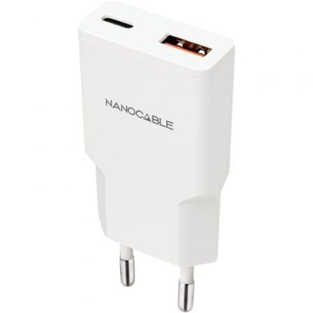 Cargador de Pared Nanocable 10.10.2022/ 1xUSB Tipo-C/ 1xUSB/ 20W/ Blanco | TecnoSoft art nan carga20102010202022 1