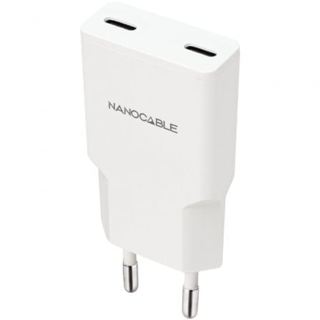Cargador de Pared Nanocable 10.10.2023/ 2xUSB Tipo-C/ 20W/ Blanco | TecnoSoft art nan carga20102010202023 1