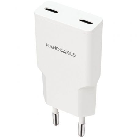 Cargador de Pared Nanocable 10.10.2026/ 2xUSB Tipo-C/ 25W/ Blanco | TecnoSoft art nan carga20102010202026 1
