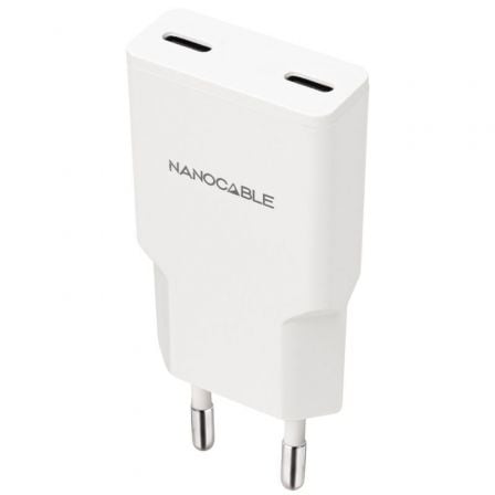 Cargador de Pared Nanocable 10.10.2029/ 2xUSB Tipo-C/ 30W/ Blanco | TecnoSoft art nan carga20102010202029 1