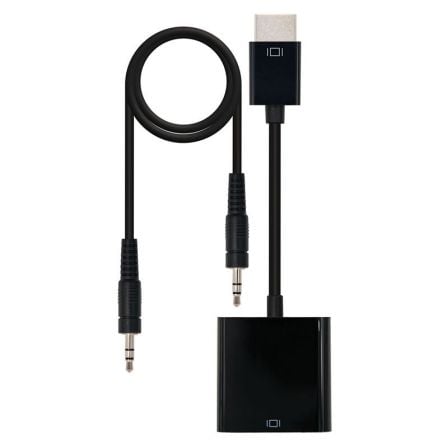 Conversor Nanocable 10.16.2001-BK/ HDMI Macho – VGA Hembra/ Jack 3.5 Hembra/ 10cm/ Negro | TecnoSoft art nan conv20102016202001 bk 1