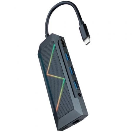 Docking USB Tipo-C Nanocable 10.16.0901/ 3xUSB/ 1xUSB Tipo-C PD/ 1xHDMI/ 1xRJ45/ 1xLector Tarjetas SD TF/ Audio | TecnoSoft art nan hub20102016200901 1