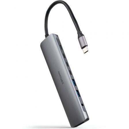 Docking Tipo-C Nanocable 10.16.4608/ 2xUSB/ 3xUSB Tipo-C/ 1xHDMI 4K/ 1xJack 3.5/ 1xUSB Tipo-C PD/ Gris | TecnoSoft art nan hub20102016204608 1