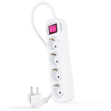 Regleta con Interruptor Nanocable 10.37.0004/ 4 Tomas de Corriente/ Cable 1.4m/ Blanca | TecnoSoft art nan regleta20102037200004 1