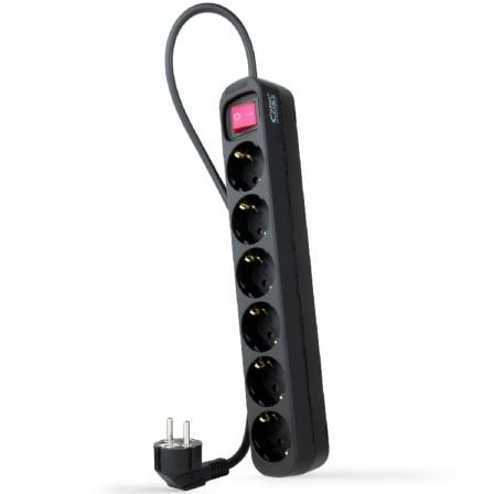 Regleta con Interruptor Nanocable 10.37.0006-BK/ 6 Tomas de Corriente/ Cable 1.4m/ Negro | TecnoSoft art nan regleta20102037200006 bk 1