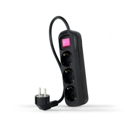 Regleta con Interruptor Nanocable 10.38.0003-BK/ 3 Tomas de Corriente/ Cable 1.4m/ Negra | TecnoSoft art nan regleta20102038200003 bk 1