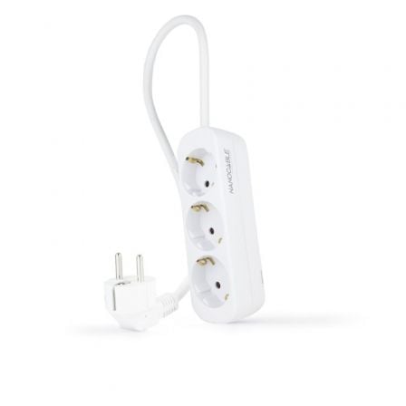 Regleta Nanocable 10.38.0003-NS/ 3 Tomas de Corriente/ Cable 1.4m/ Blanca | TecnoSoft art nan regleta20102038200003 ns 1