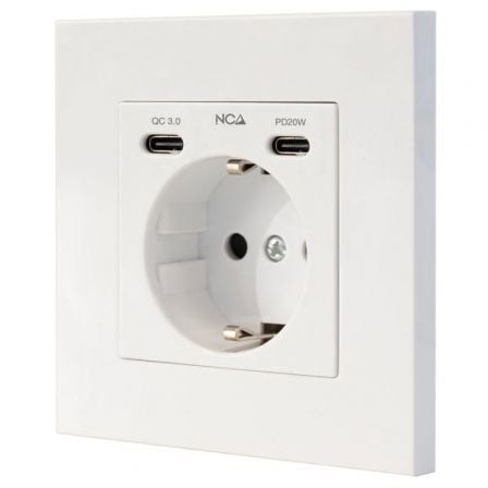 Roseta de Pared Nanocable 10 35 0012/ 1 Schuko/ 2 USB | TecnoSoft art nan ros20102035200012 1