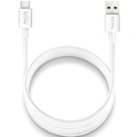 Cable USB 2.0 NGS ZYRO-AC/ USB Macho – USB Tipo-C Macho/ Hasta 15W/ 480Mbps/ 1m/ Blanco | TecnoSoft art ngs cab20zyro ac20wh 1