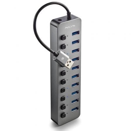 Hub USB NGS IHUB10/ 10xUSB 3.0/ Gris | TecnoSoft art ngs hub20ihub10 1