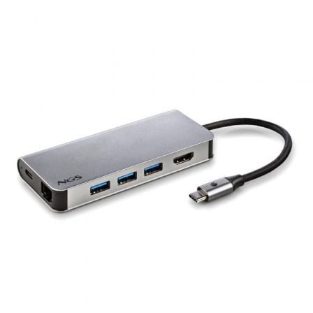 Docking USB Tipo-C NGS WonderDock8/ 3xUSB/ 1xUSB Tipo-C DP/ 1xHDMI 4K/ 1xRJ45/ 1xLector Tarjetas SD | TecnoSoft art ngs hub20wonderdock8 1