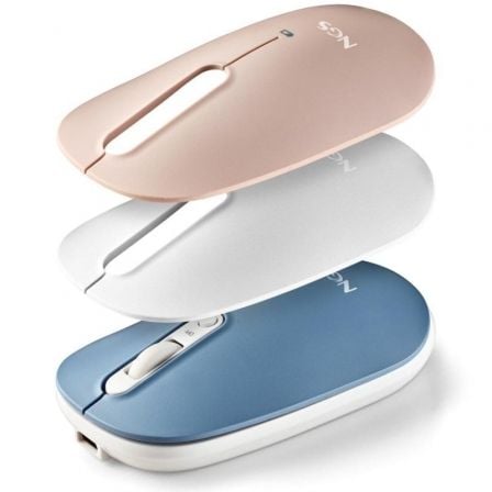 Ratón Inalámbrico NGS Shell-RB/ Batería recargable/ Hasta 1600 DPI/ Azul/ Blanco/ Rosa | TecnoSoft art ngs mou20shell20rb 1