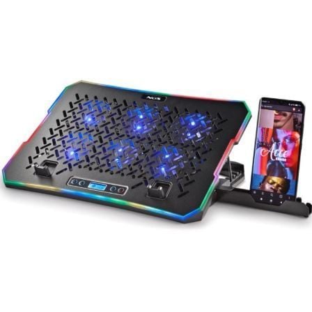 Soporte Refrigerante NGS Hero Stand para Portátiles hasta 15.6″/ Iluminación LED | TecnoSoft art ngs ref20herostand20bk 1