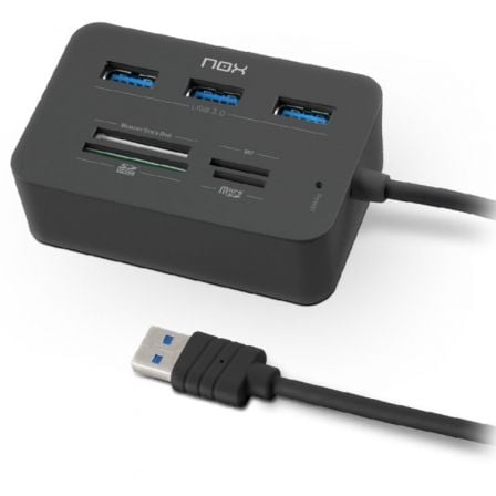 Hub USB 3.0 Nox Reader One/ 3xUSB/ 1x Lector de Tarjetas | TecnoSoft art nox hub20reader20one 1
