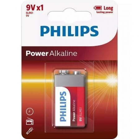 Pila Alcalina Philips 6LR61P1B/10/ 9V | TecnoSoft art phil pila206lr61p1b2010 1