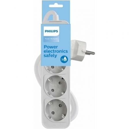 Regleta con Interruptor Philips CHP2134W/12/ 3 Tomas de corriente/ Cable 1.5m/ Blanco | TecnoSoft art phil regleta20chp2134w2012 1