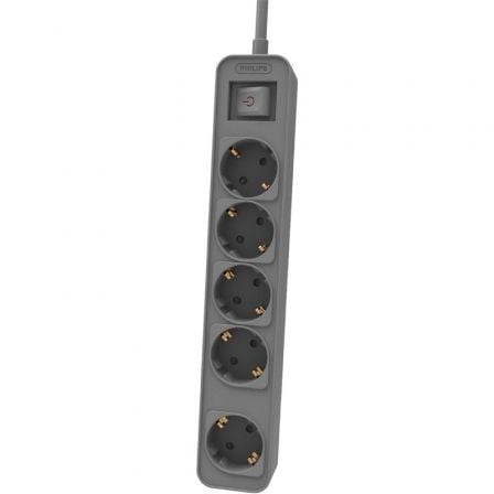 Regleta con Interruptor Philips CHP2154G/12 5 Tomas de corriente/ Cable 1.5m/ Gris | TecnoSoft art phil regleta20chp2154g2012 1