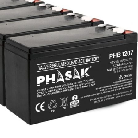 Batería Phasak PHB 1207 compatible con SAI/UPS PHASAK según especificaciones | TecnoSoft art phk bat20phb201207 1