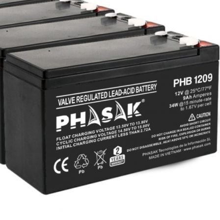 Batería Phasak PHB 1209 compatible con SAI/UPS PHASAK según especificaciones | TecnoSoft art phk bat20phb201209 1