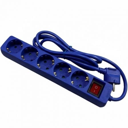Regleta con Interruptor Phasak BN 0825/ 5 Tomas de Corriente/ Cable 1.8m/ Azul | TecnoSoft art phk regleta20bn200825 1