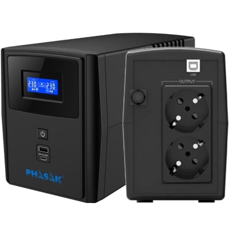 SAI Línea Interactiva Phasak SIRIUS 800 VA Interactive/ 800VA-480W/ 2 Salidas/ Formato Torre | TecnoSoft art phk sai20sirius2080020va20int 1