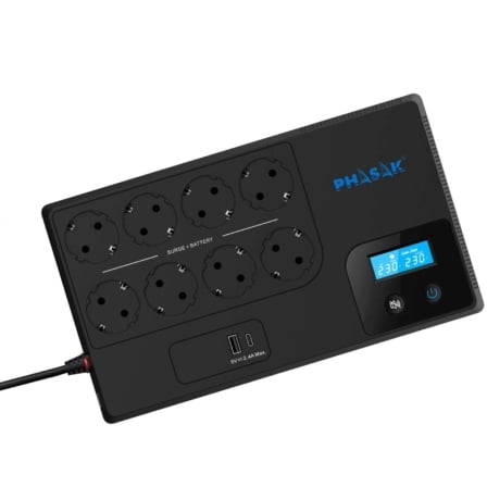 SAI Línea Interactiva Phasak Smart Home 1050VA/ 1050VA-600W/ 8 Salidas/ Formato Bloque | TecnoSoft art phk sai20smt20home20105020va 1