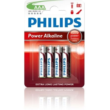 Pack de 4 Pilas AAA Philips LR03P4B/10/ 1.5V/ Alcalinas | TecnoSoft art php lr03p4b 1