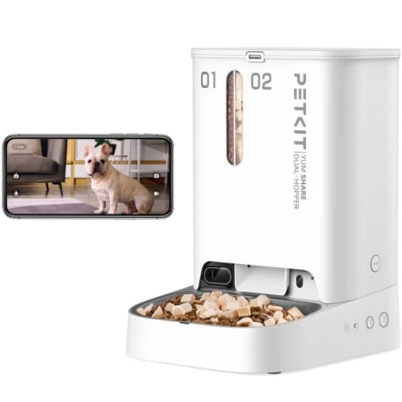 Comedero de mascotas Inteligente PetKit YumShare Dual-Hopper/ Cámara HD/ con Micrófono | TecnoSoft art pkit comedero20yum20d hop20cam 1