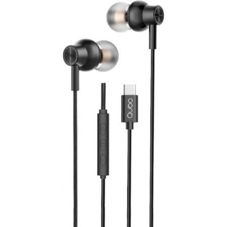 Auriculares Intrauditivos Qubo AU-300C/ con Micrófono/ USB Tipo-C/ Negros | TecnoSoft art qub aur20au 300c20bk 1