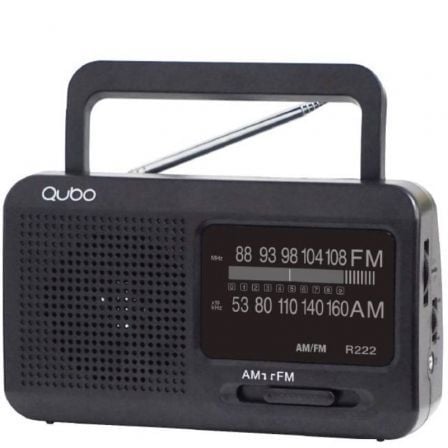 Radio Portátil Qubo R-222/ con Cable/ a Pilas/ Negra | TecnoSoft art qub radio20r 22220bk 1