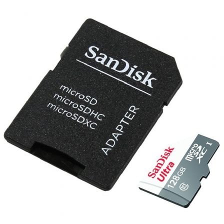 Tarjeta de Memoria SanDisk Ultra 128GB microSD XC con Adaptador/ Clase 10/ 80MB/s | TecnoSoft art snd microsd20sdsqunr128ggn3ma 1