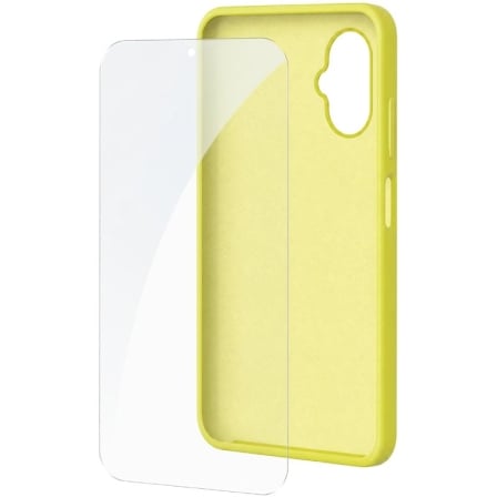 Funda Silicona + Protector de Pantalla de Cristal Templado SPC Wuum One Protection Pack 4354Y/ Compatible con SPC Wuum One/ Amarilla | TecnoSoft art spc funda204354y 1