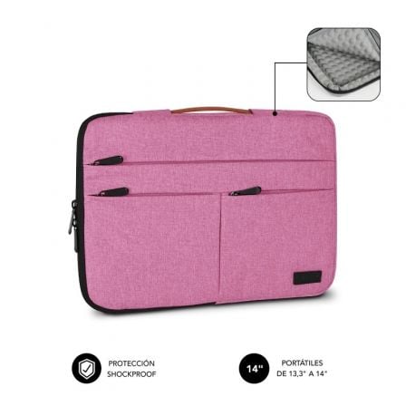 Funda Subblim Air Padding 360 Sleeve para Portátiles hasta 14″/ Rosa | TecnoSoft art sub funda20ap360201420pk 1